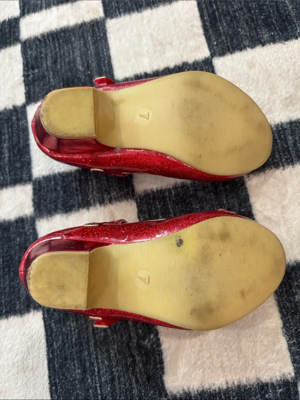 Disney Red Glitter Mary Jane Dress Shoes with Bow